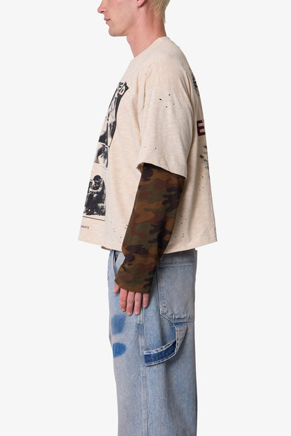 Abandoned Layered L/S Tee - Off White/Camo