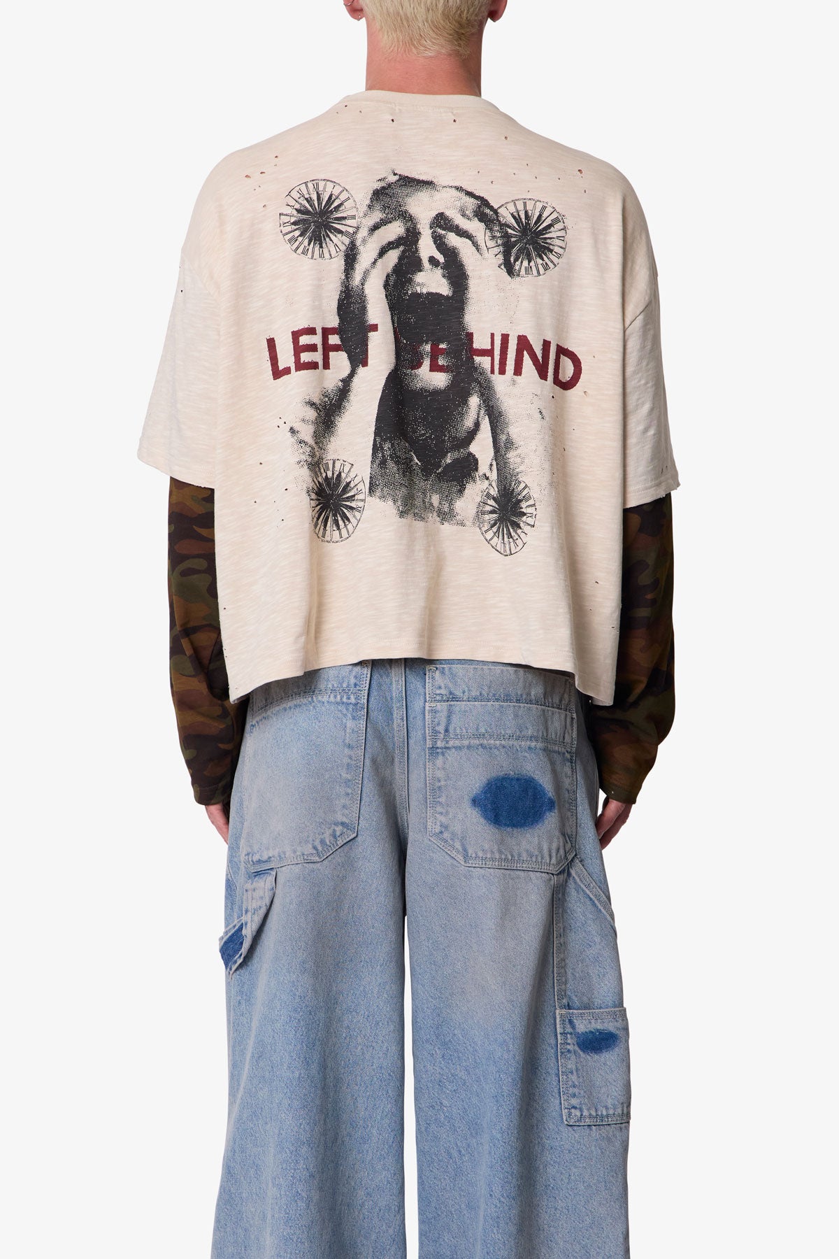 Abandoned Layered L/S Tee - Off White/Camo