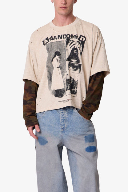 Abandoned Layered L/S Tee - Off White/Camo