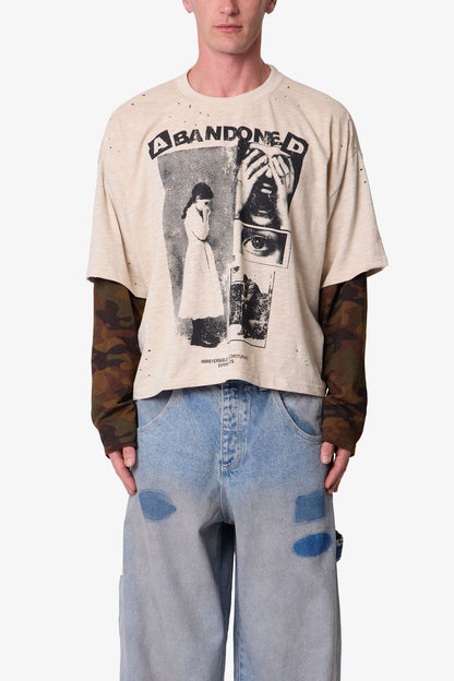 Abandoned Layered L/S Tee - Off White/Camo