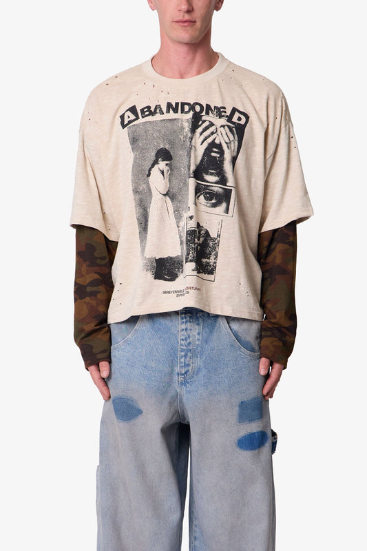 Abandoned Layered L/S Tee - Off White/Camo