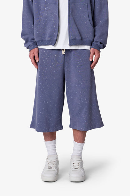 All Over Gemmed Sweatshorts - Blue