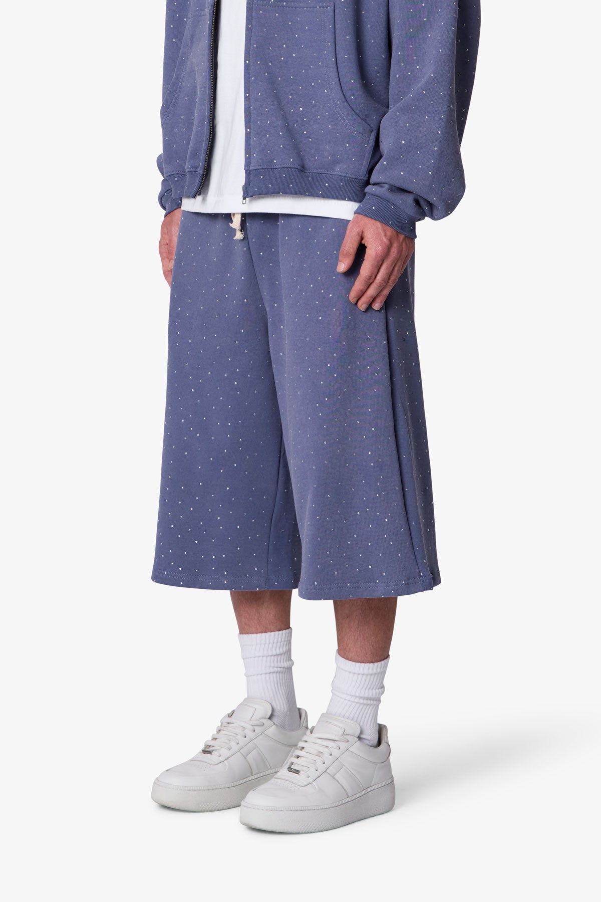 All Over Gemmed Sweatshorts - Blue