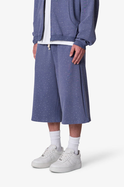 All Over Gemmed Sweatshorts - Blue