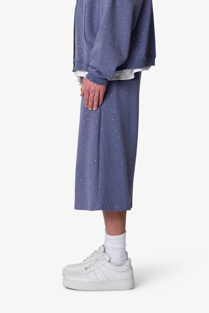 All Over Gemmed Sweatshorts - Blue