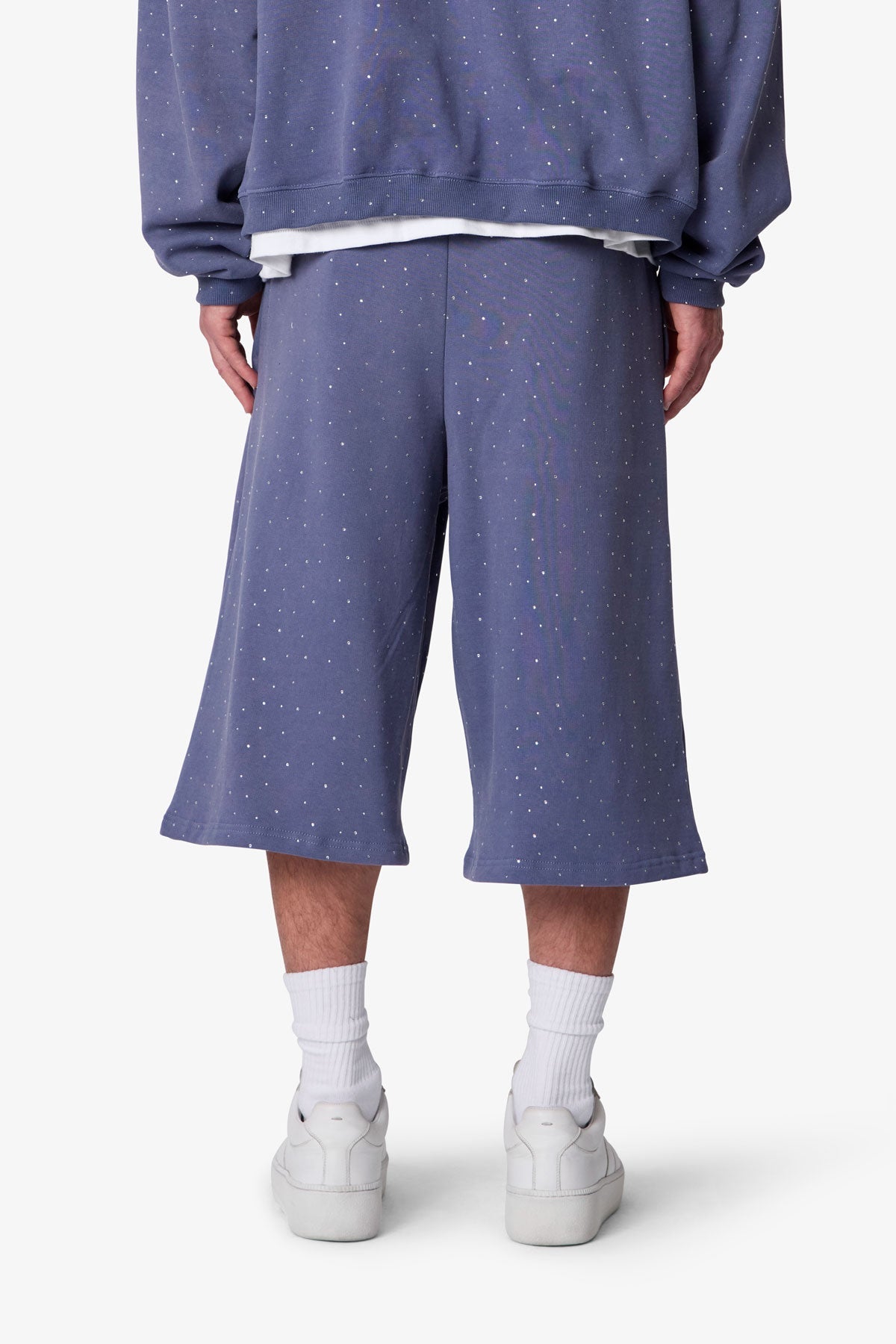 All Over Gemmed Sweatshorts - Blue