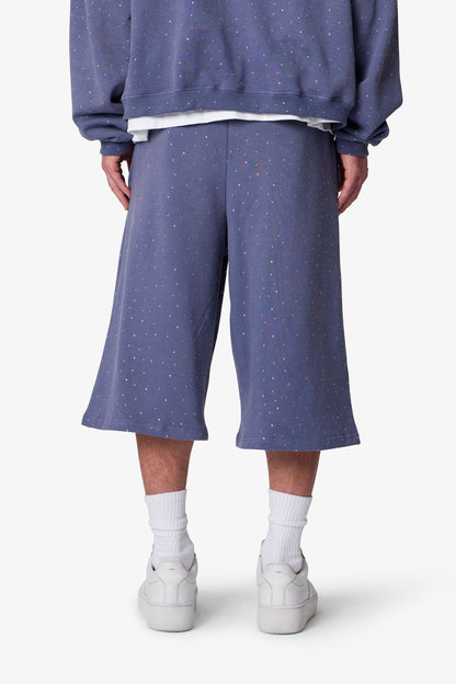 All Over Gemmed Sweatshorts - Blue