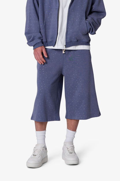 All Over Gemmed Sweatshorts - Blue