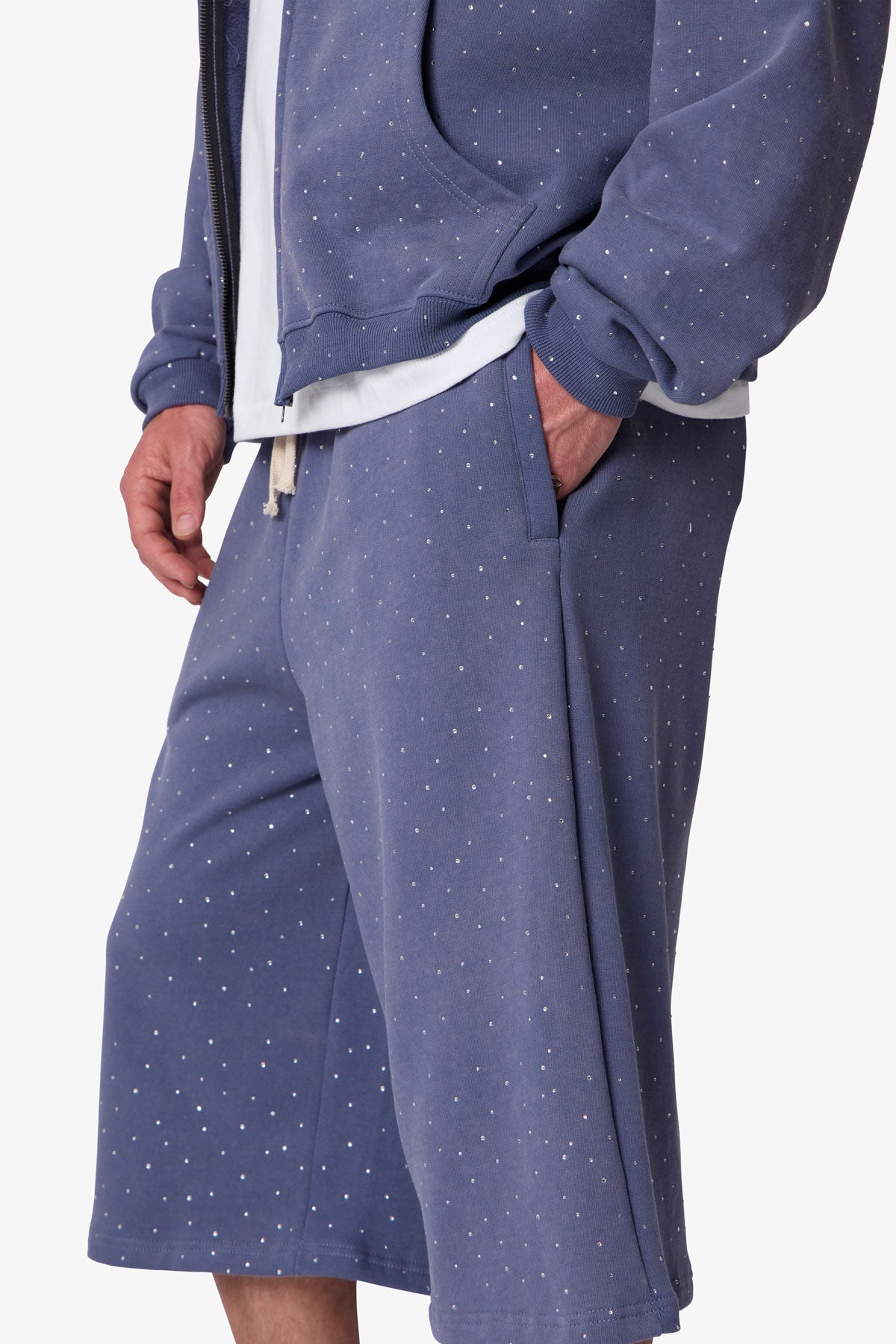 All Over Gemmed Sweatshorts - Blue