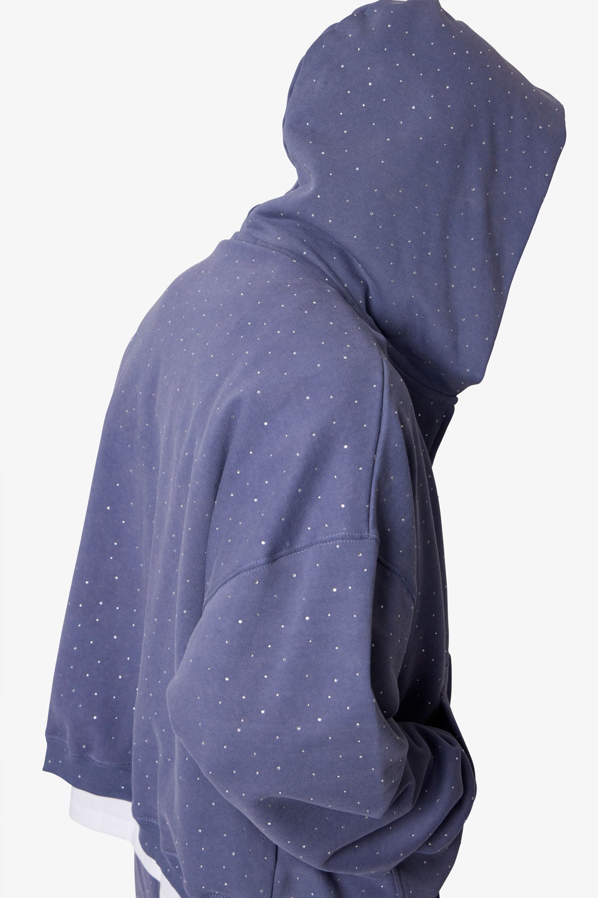 All Over Gemmed Zip Up Hoodie - Blue