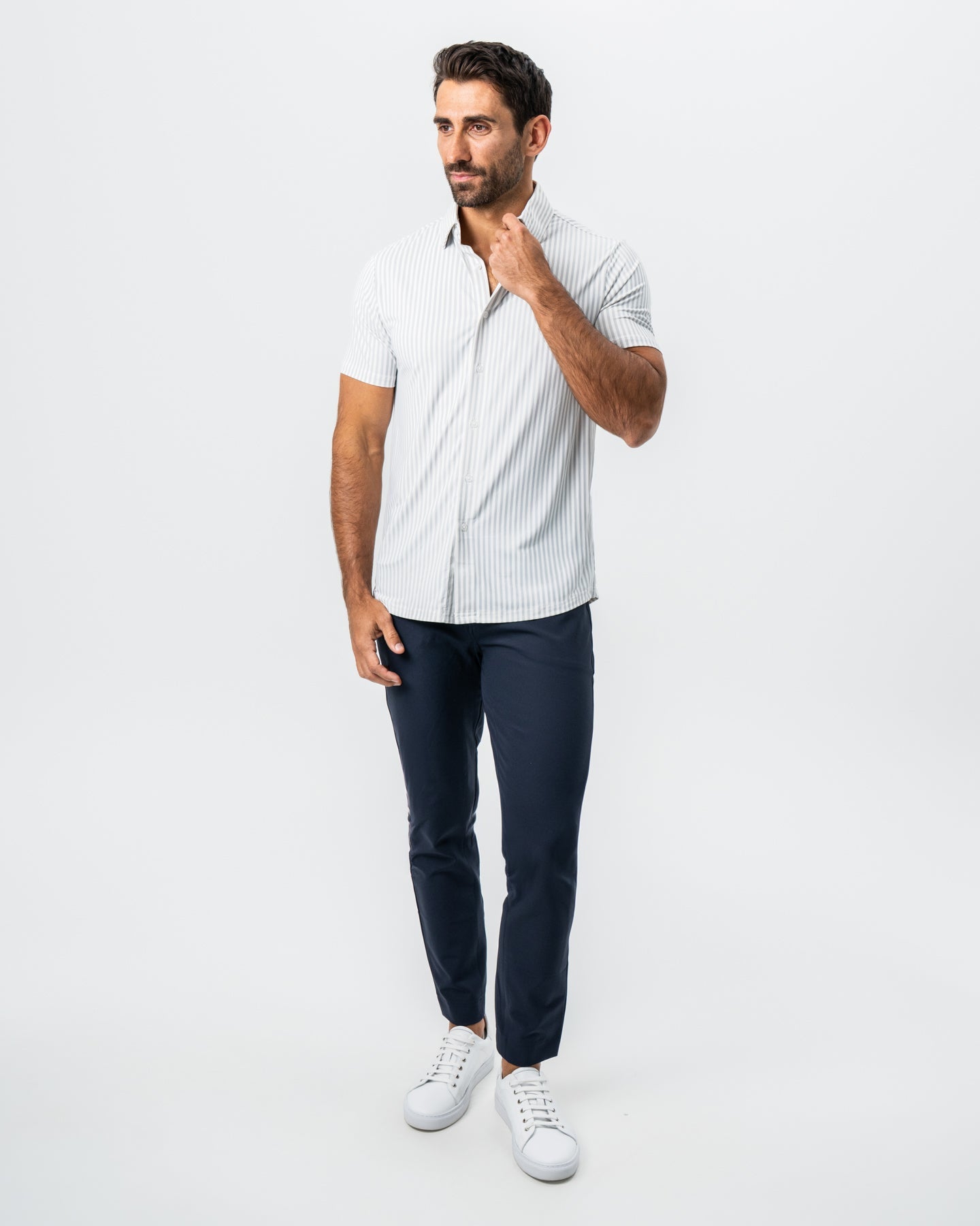 "The Anchor" Light Grey Bengal Stripe