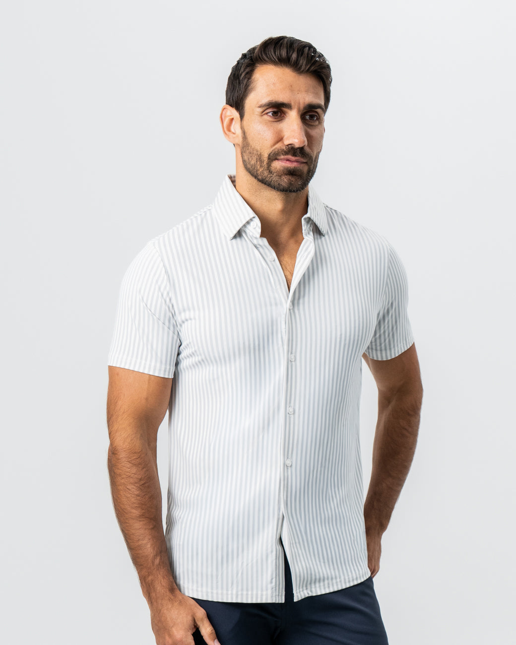 "The Anchor" Light Grey Bengal Stripe