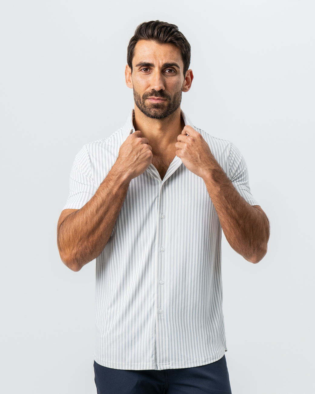 "The Anchor" Light Grey Bengal Stripe