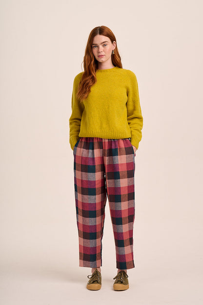 Peggy Linen Trousers - Berry Check