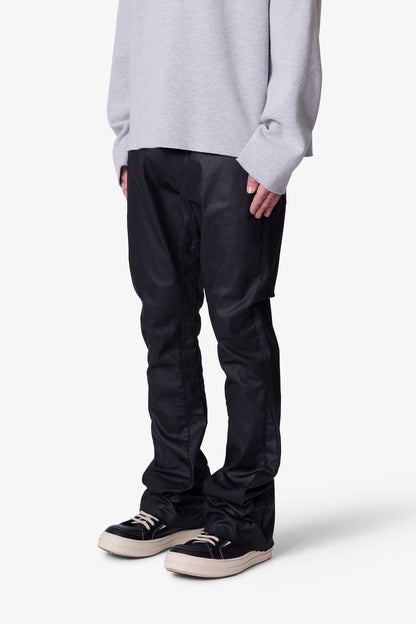 B447 Waxed Flare Denim - Black