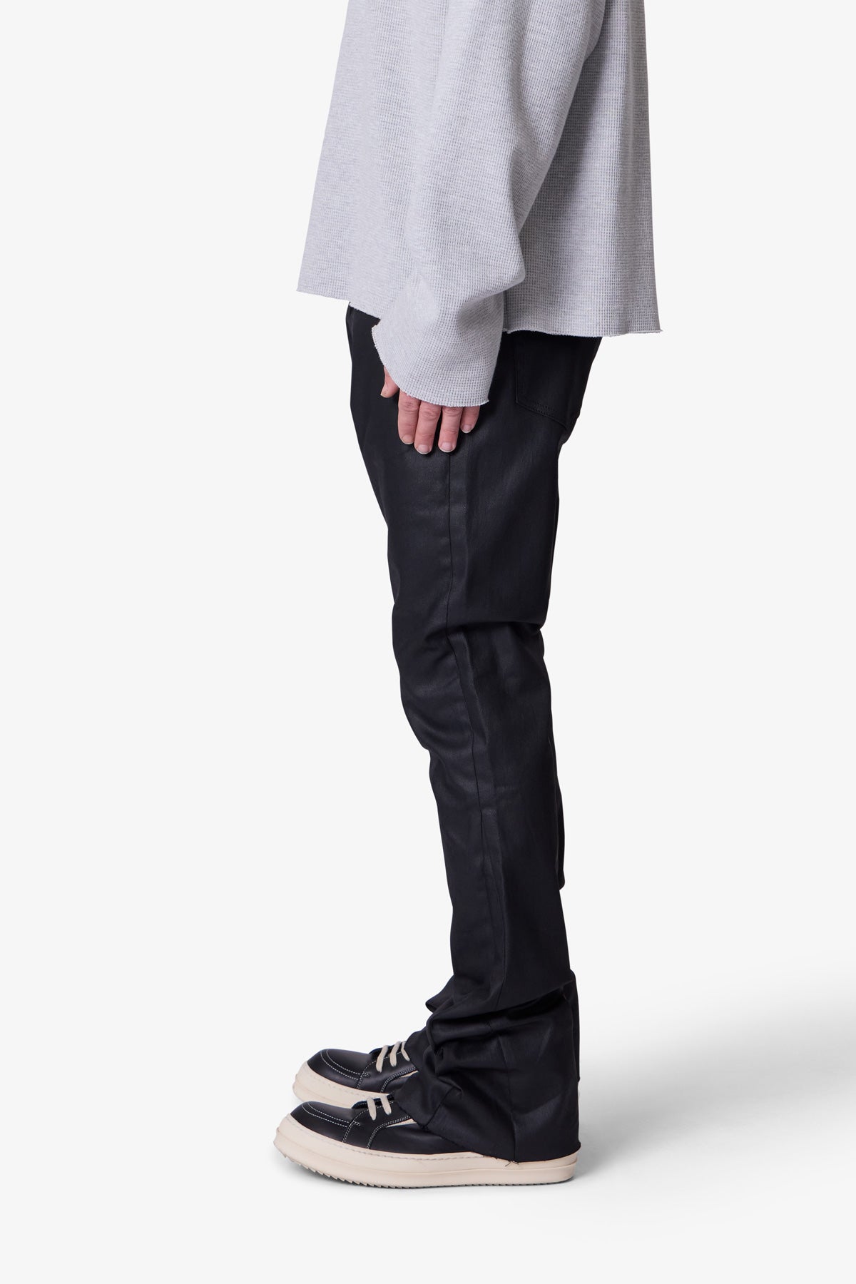 B447 Waxed Flare Denim - Black