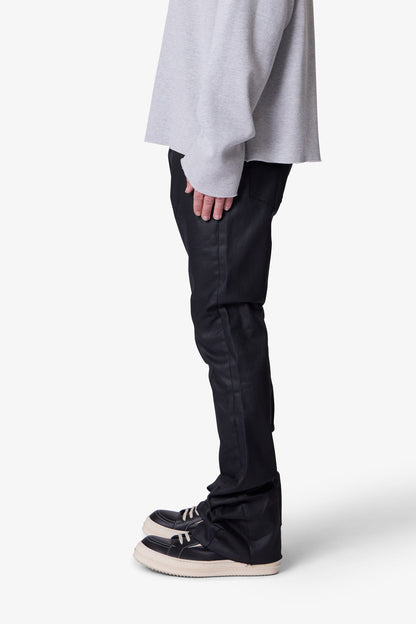 B447 Waxed Flare Denim - Black