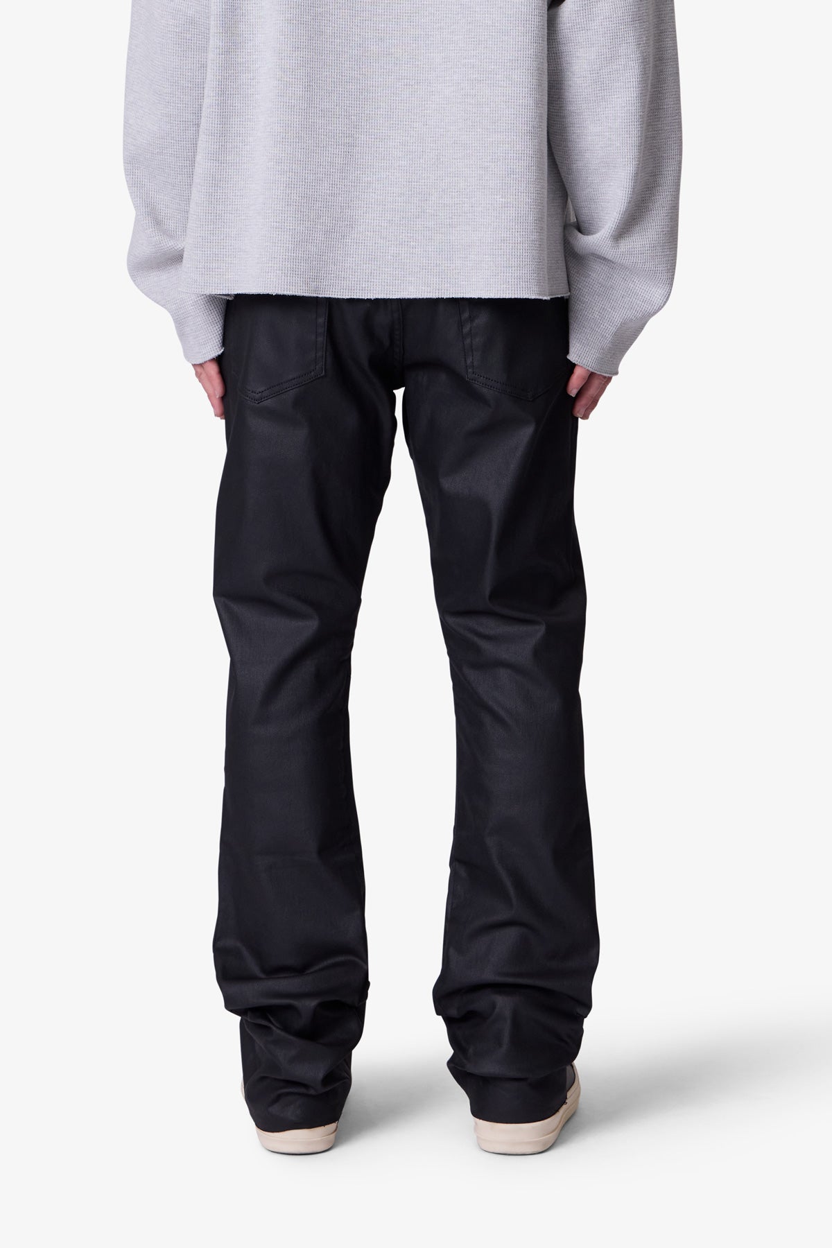 B447 Waxed Flare Denim - Black