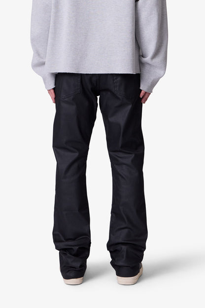 B447 Waxed Flare Denim - Black