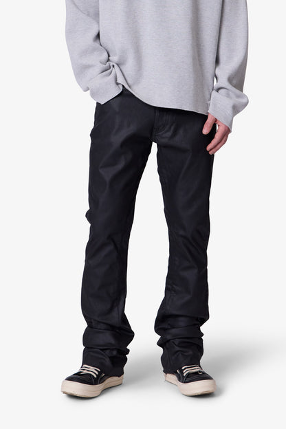 B447 Waxed Flare Denim - Black