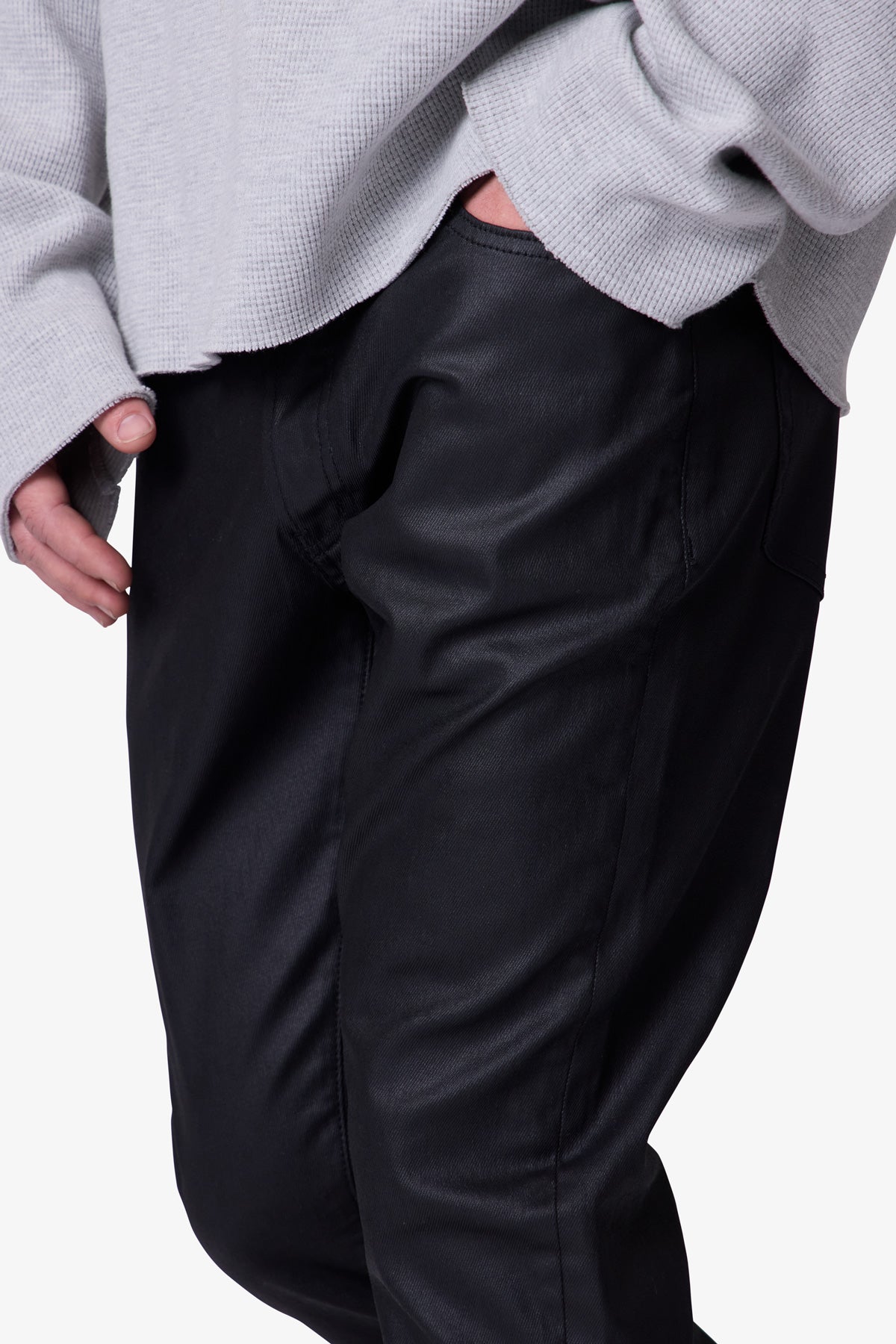 B447 Waxed Flare Denim - Black