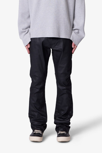 B447 Waxed Flare Denim - Black