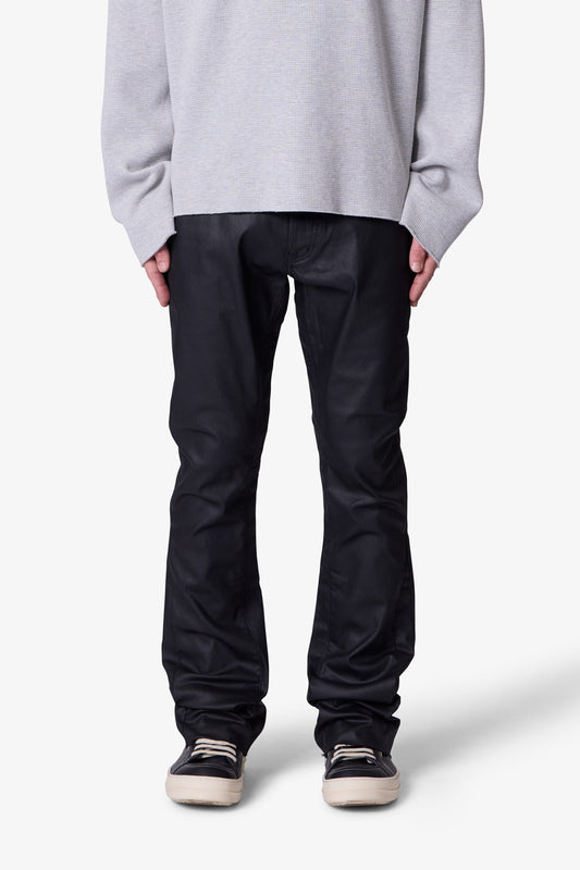 B447 Waxed Flare Denim - Black