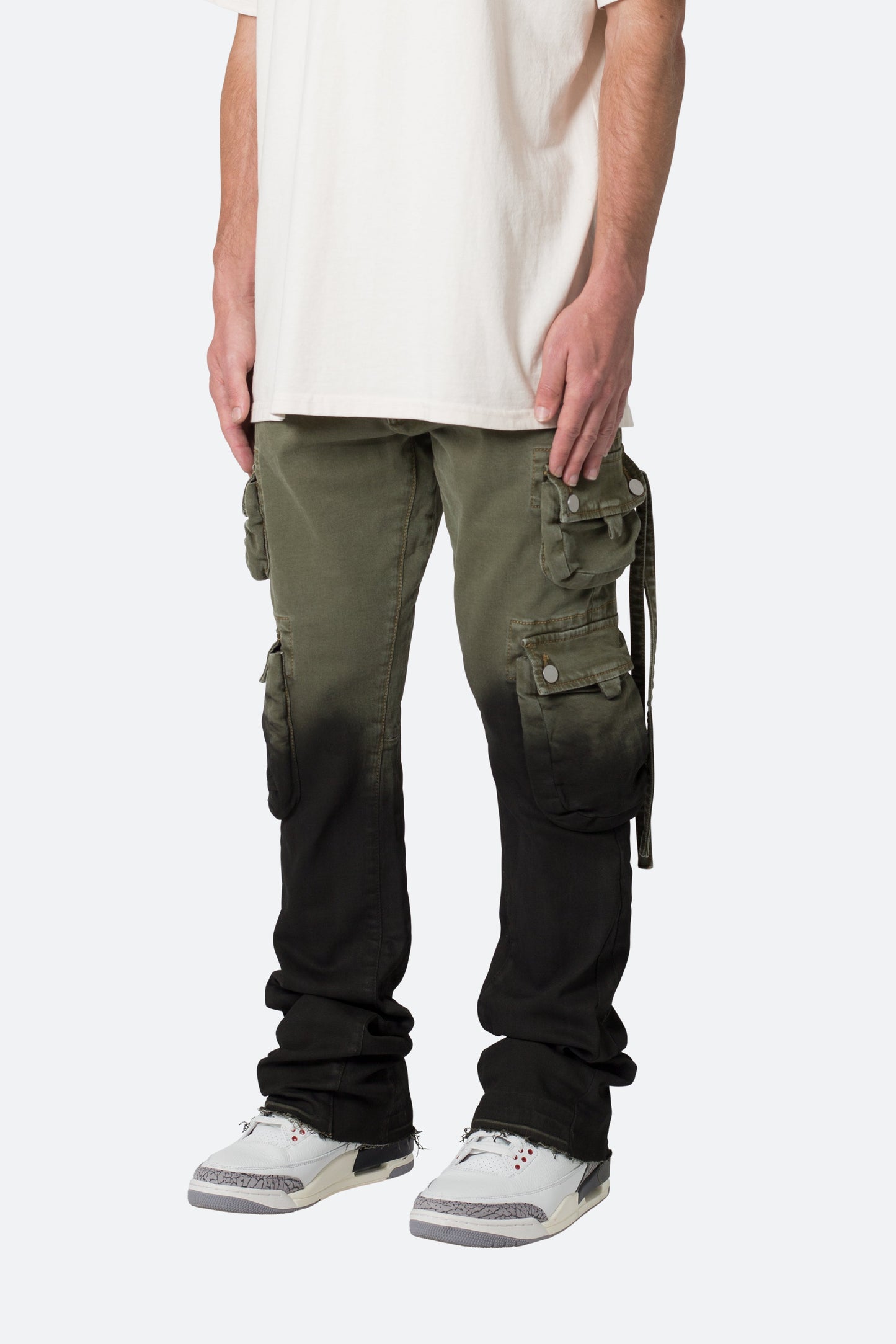 B569 Cargo Flare Denim - Olive/Black