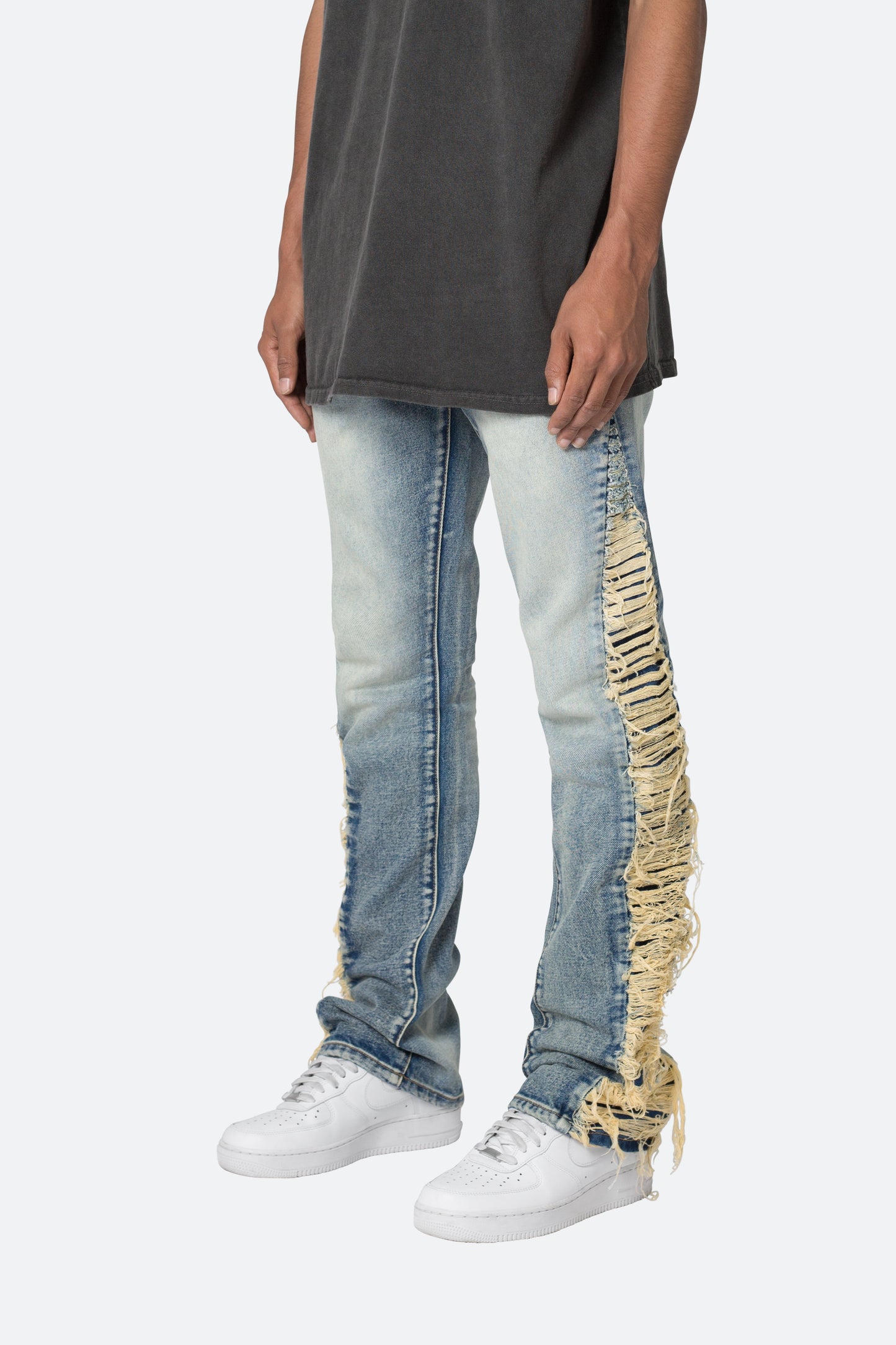 B586 Distressed Flare Denim - Blue