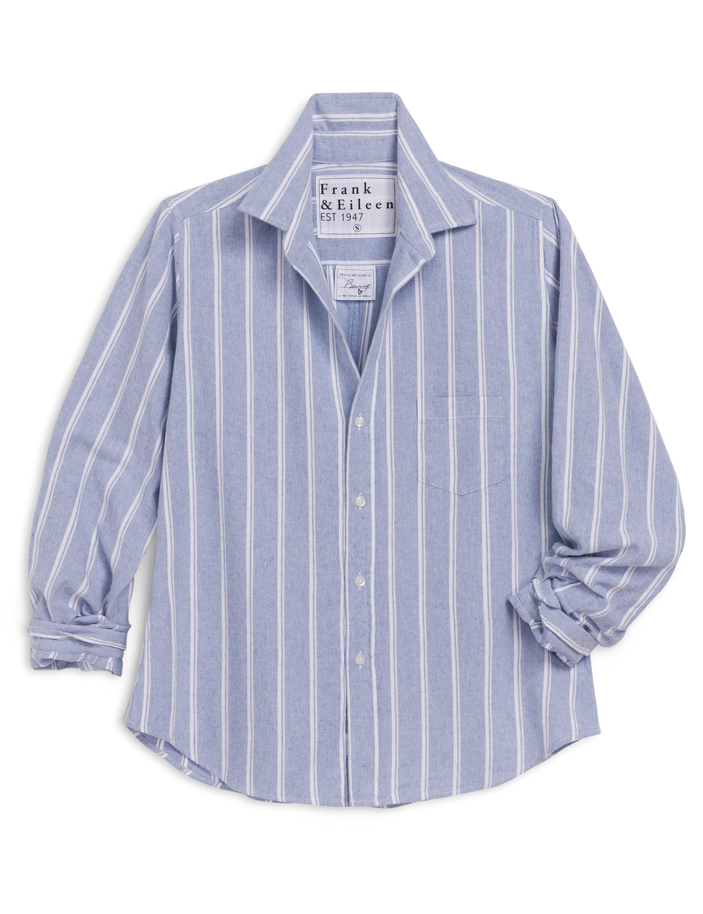 BARRY Blue with White Stripe, Italian Flannel
