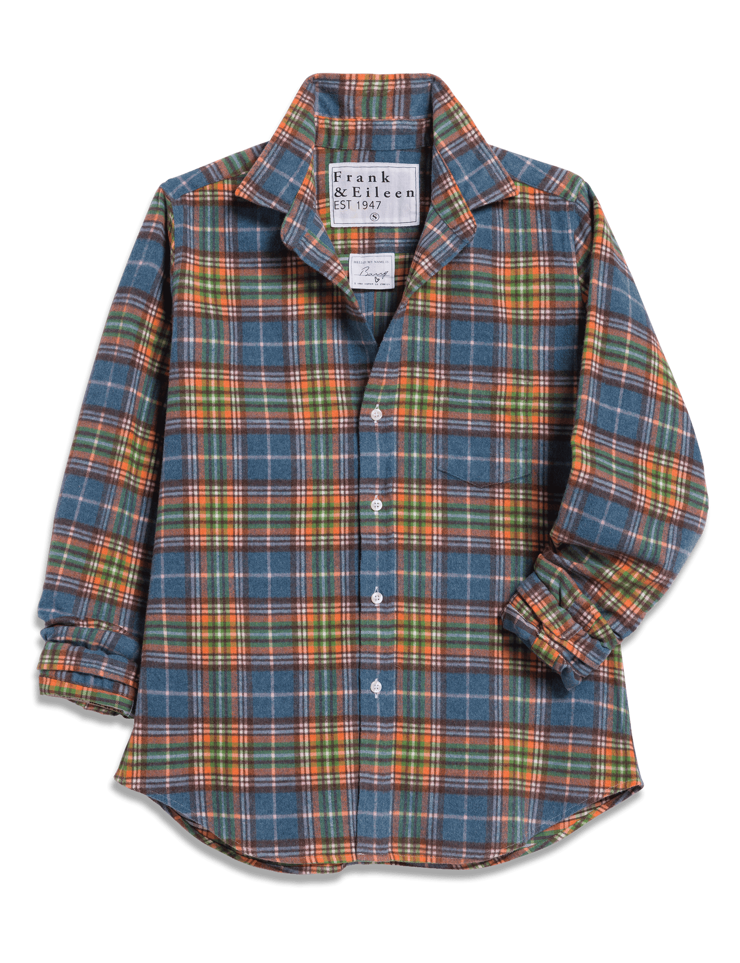 BARRY Orange and Green with Blue Plaid, Italian Flannel