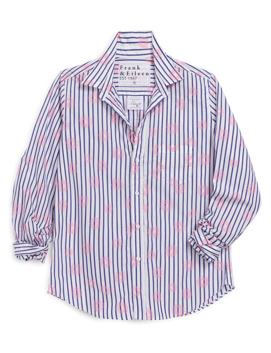 BARRY Pink Flowers with Blue Stripe, Italian Superluxe