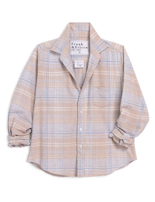 BARRY Sand and Blue Plaid, Italian Flannel
