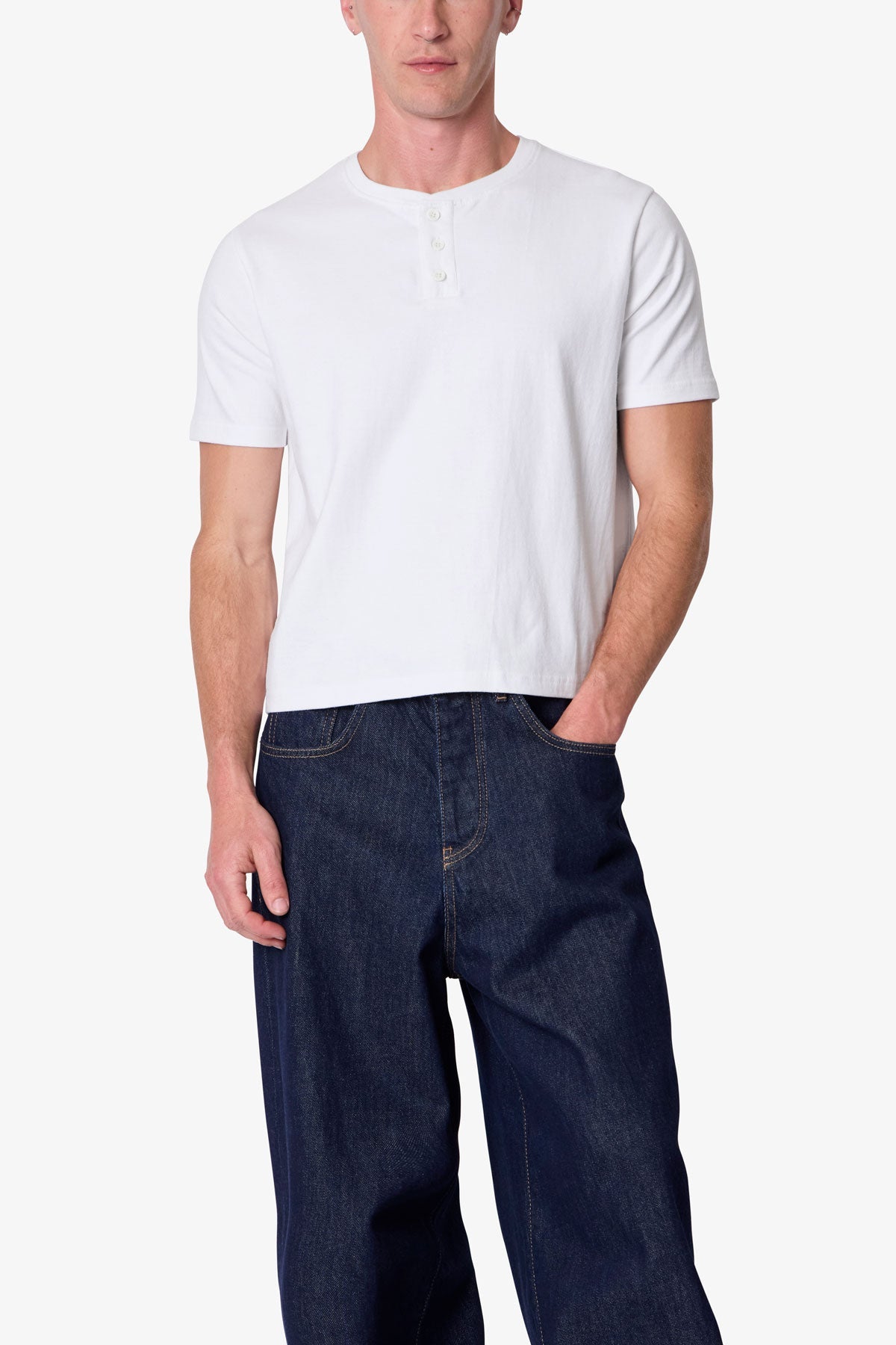Baby Henley Tee - White