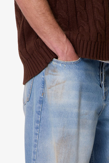 Baggy Distressed Rave Denim - Washed Blue