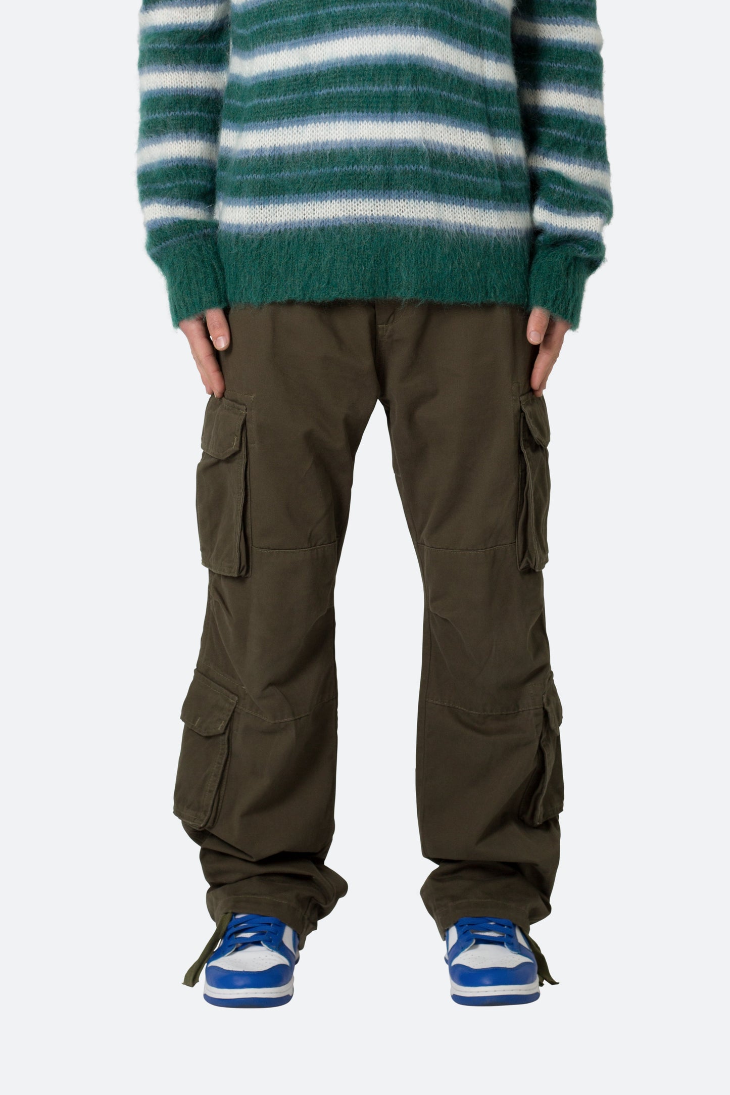 Baggy Double Cargo Pants - Olive