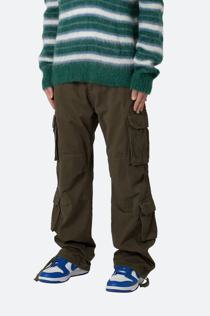 Baggy Double Cargo Pants - Olive