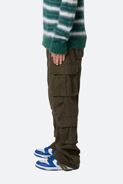 Baggy Double Cargo Pants - Olive
