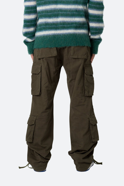 Baggy Double Cargo Pants - Olive