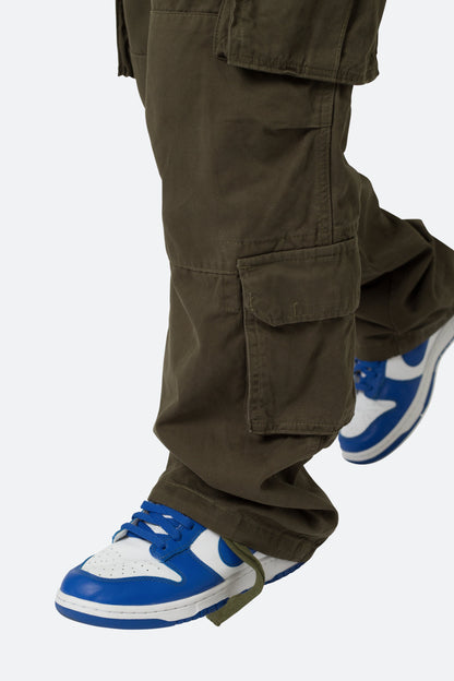 Baggy Double Cargo Pants - Olive