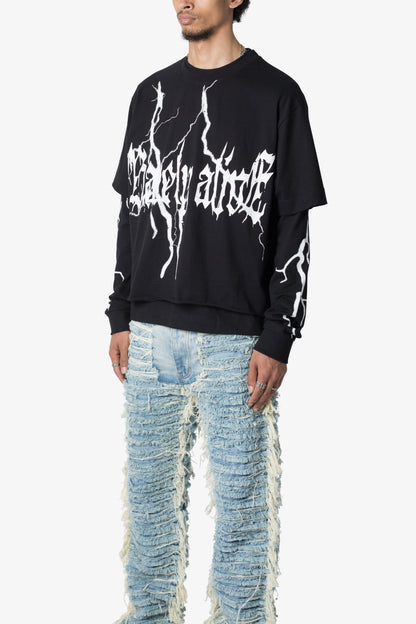 Barely Alive Double Layer Tee - Black