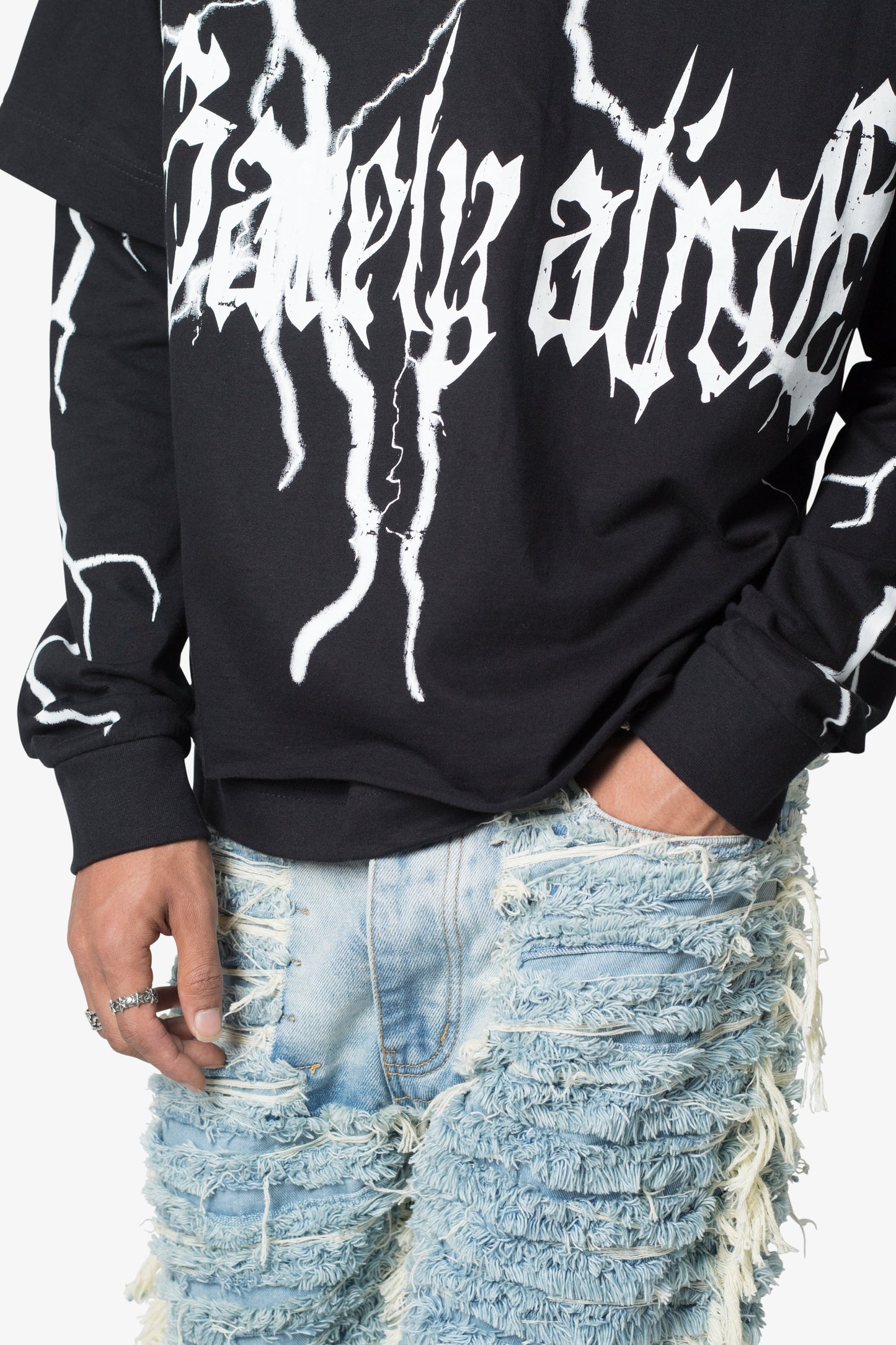 Barely Alive Double Layer Tee - Black