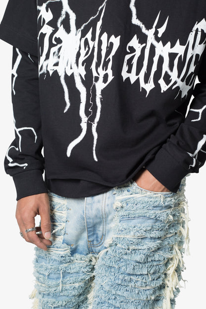 Barely Alive Double Layer Tee - Black