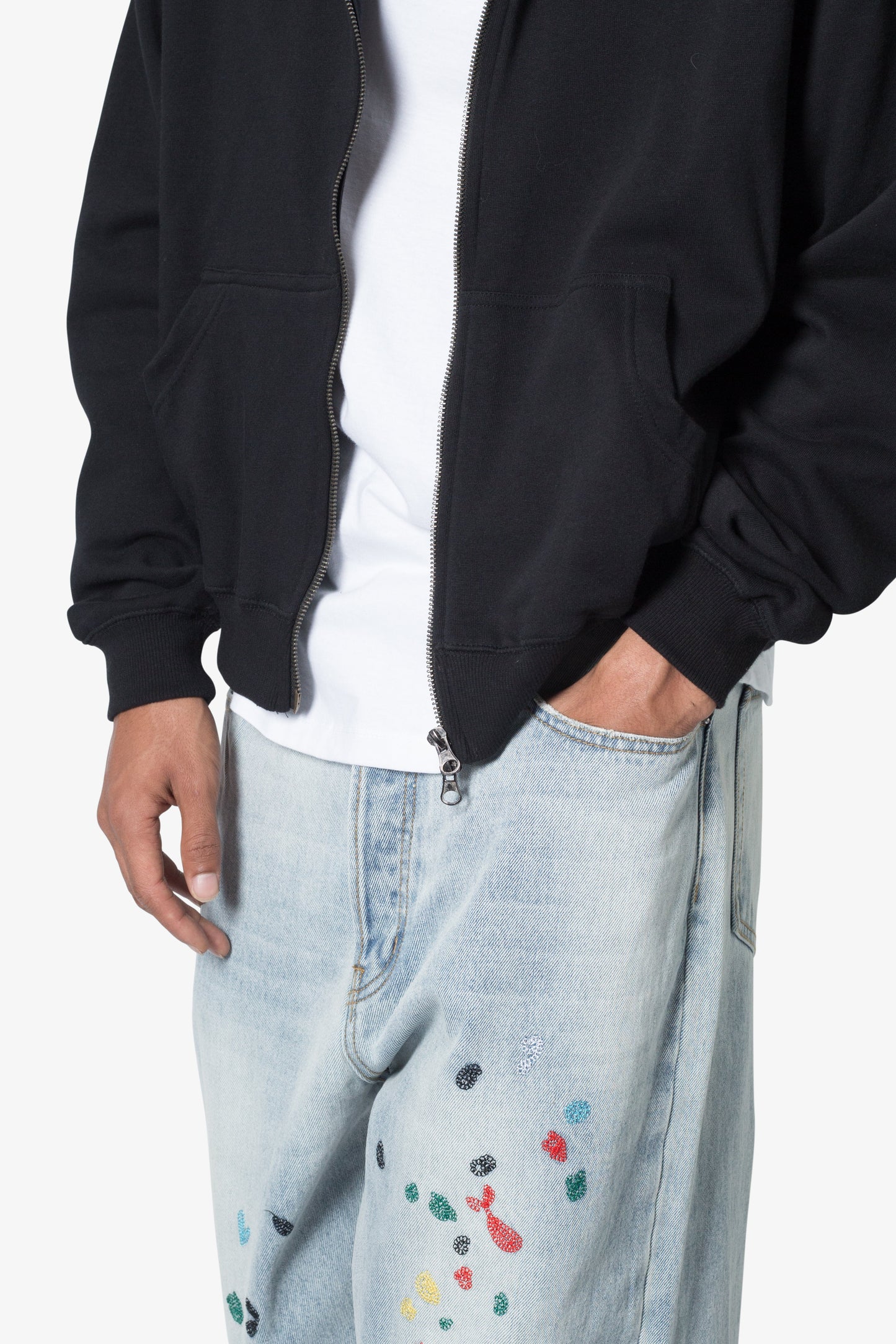 Basic Zip Up Hoodie - Black