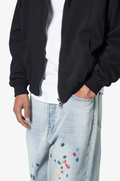 Basic Zip Up Hoodie - Black