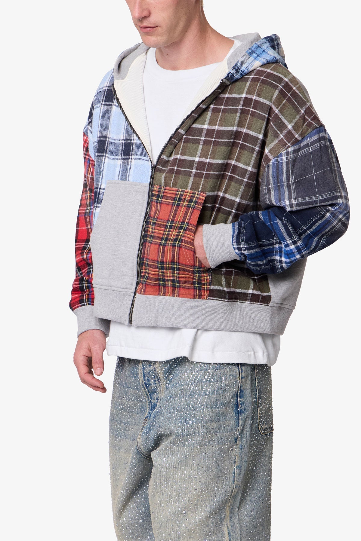 Blocked Flannel Hoodie - Multi