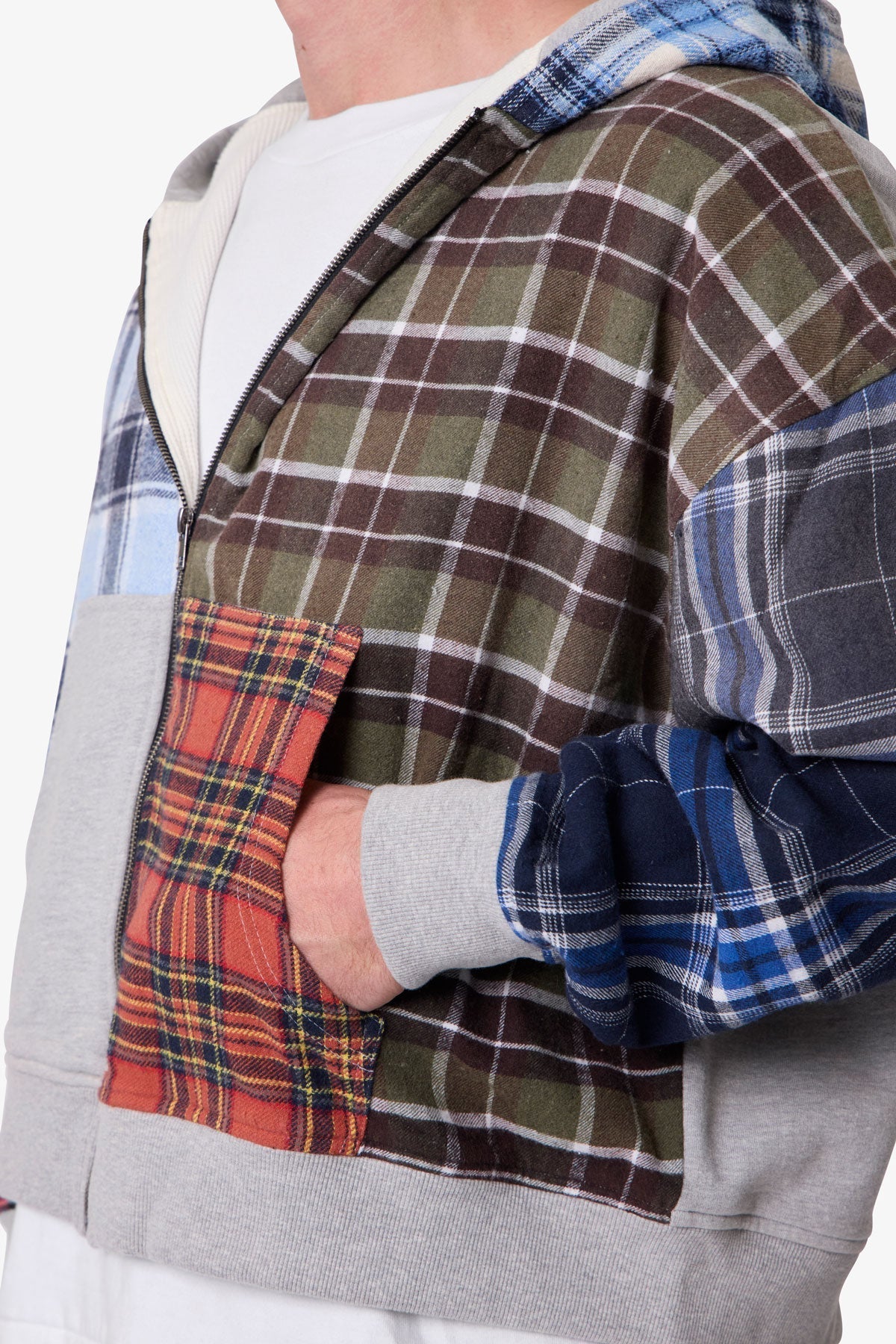 Blocked Flannel Hoodie - Multi