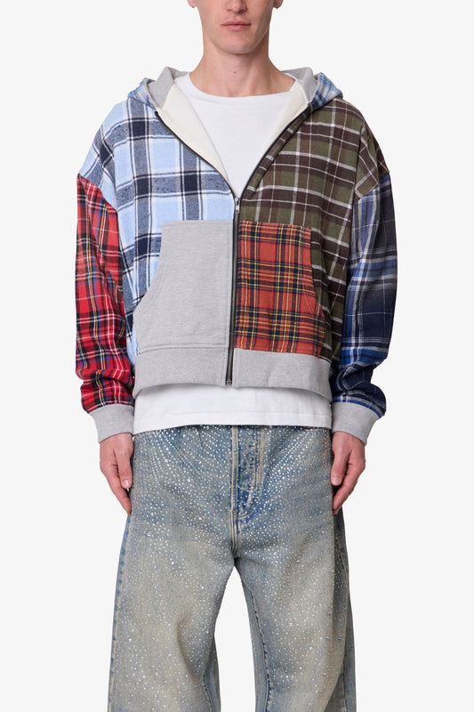 Blocked Flannel Hoodie - Multi
