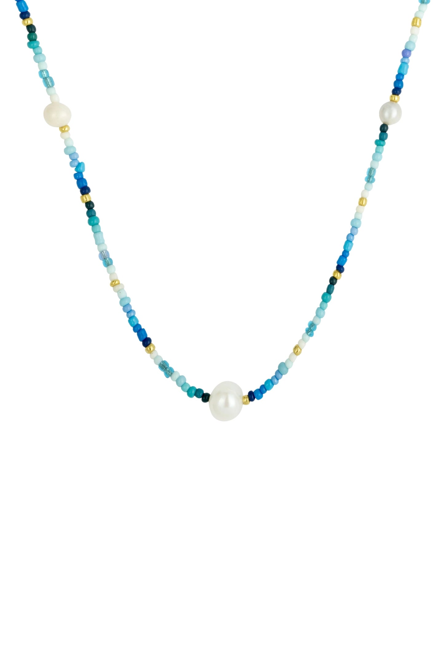 Ocean Blue Bead & Pearl Necklace