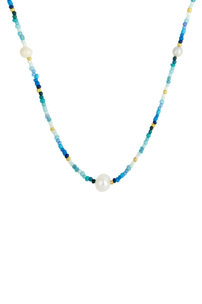 Ocean Blue Bead & Pearl Necklace